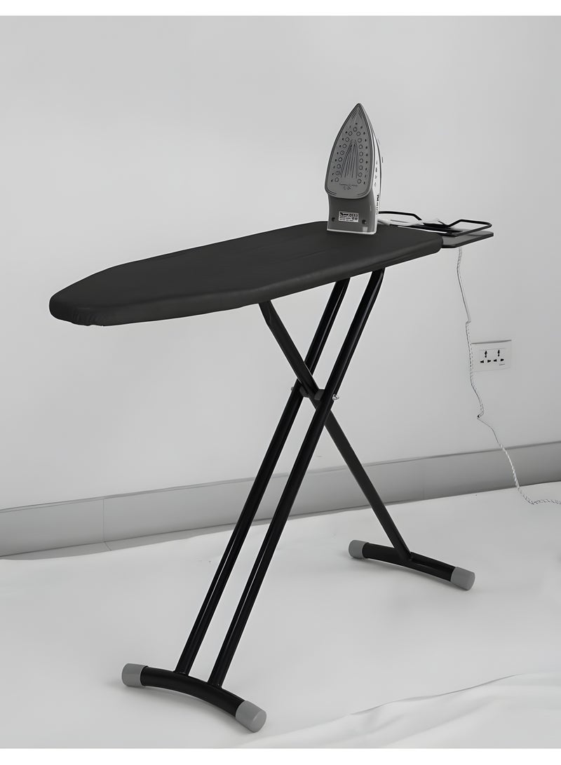 Ironing Board with Heat Resistant Cover and Thicken Felt Pad, Adjustable Height ironing board, Ironing Board with Heavy Sturdy Legs (Black)