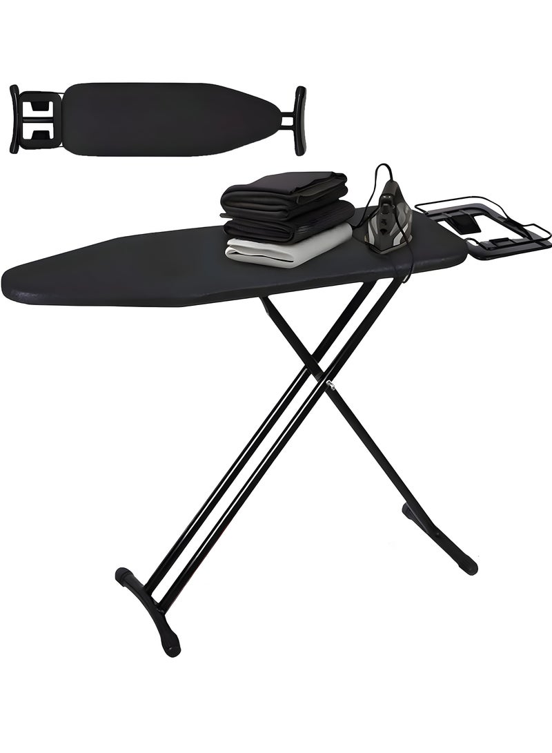 Ironing Board with Heat Resistant Cover and Thicken Felt Pad, Adjustable Height ironing board, Ironing Board with Heavy Sturdy Legs (Black)