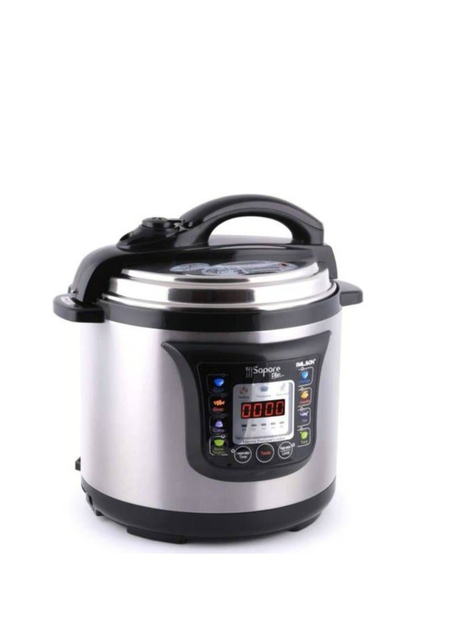 Palson Electric Pressure Cooker, 8 Litter Capacity, 220-240 Volts, 1200 Watts, Ultra-Fast Steam Cooking, Stainless steel Casing, Silver | 30997