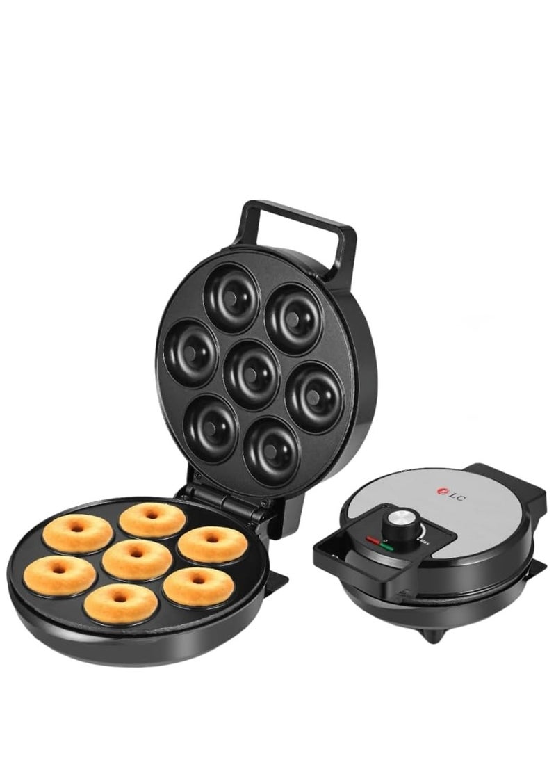 DLC Mini Donut Maker - Electric Non-Stick Surface Makes 7 Small Doughnuts- Decorate, Frost or Ice Your Own for Kid Friendly Baked Dessert Treat - Donut Maker, Unique Summer Baking Activity for Adults