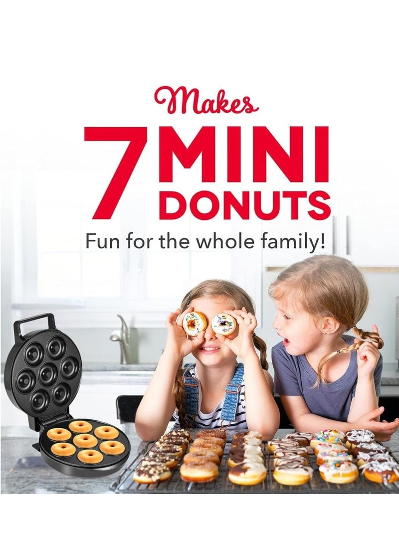 DLC Mini Donut Maker - Electric Non-Stick Surface Makes 7 Small Doughnuts- Decorate, Frost or Ice Your Own for Kid Friendly Baked Dessert Treat - Donut Maker, Unique Summer Baking Activity for Adults