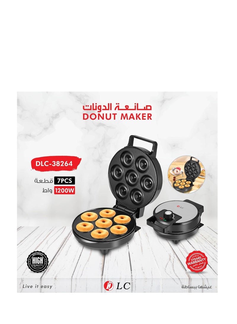 DLC Mini Donut Maker - Electric Non-Stick Surface Makes 7 Small Doughnuts- Decorate, Frost or Ice Your Own for Kid Friendly Baked Dessert Treat - Donut Maker, Unique Summer Baking Activity for Adults