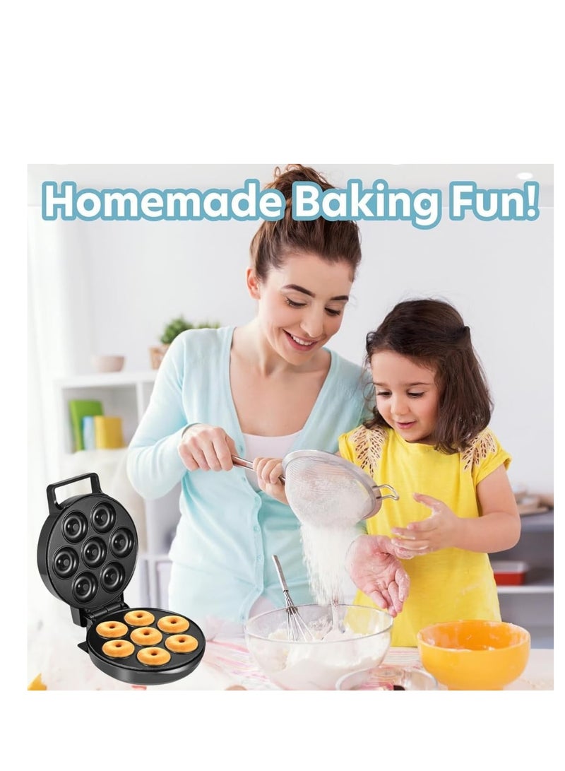 DLC Mini Donut Maker - Electric Non-Stick Surface Makes 7 Small Doughnuts- Decorate, Frost or Ice Your Own for Kid Friendly Baked Dessert Treat - Donut Maker, Unique Summer Baking Activity for Adults