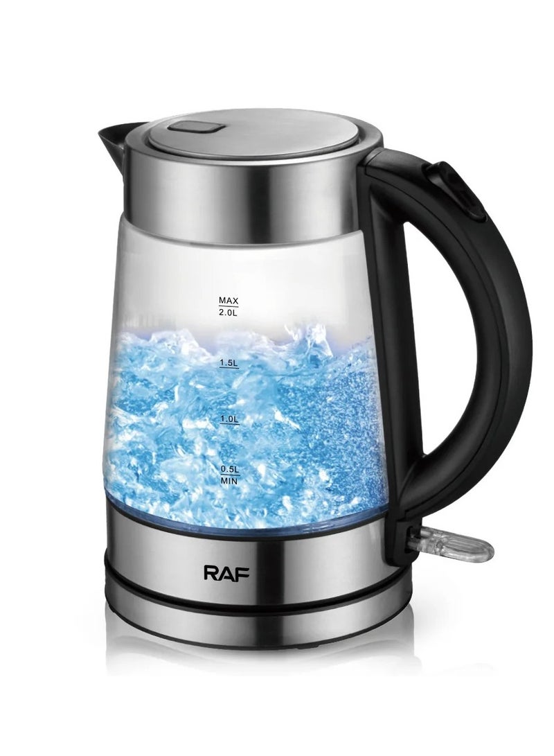 Electric Glass Tea Kettle, 1500W Fast Boil 1.7L with LED Interior, Auto Shut-Off & Boil-Dry Protection