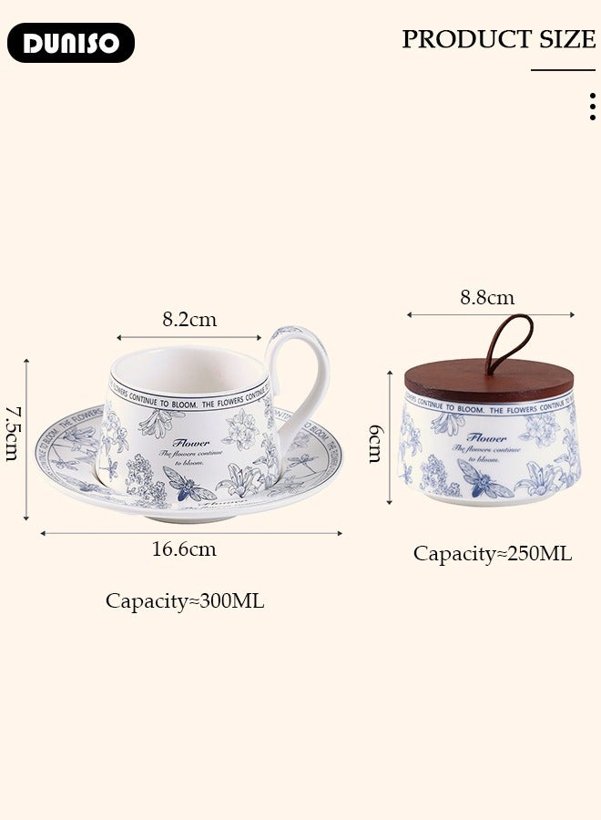 Ceramic Tea Cups and Saucers Set, Porcelain Tea Set for Tea Party, Afternoon Tea Cups Saucer for Coffee Drinks and Tea, Kitchen and Living Room Saucers Set,Ceramic Coffee Cup for Office and Home