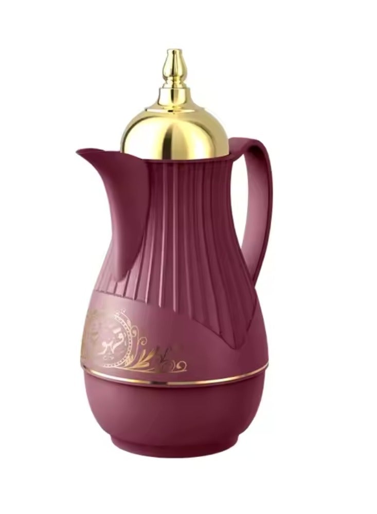 Arabian Pot Golden Printing Body Pink Glass Liner Thermal Coffee Jug Vacuum 1 L | LAKUVA