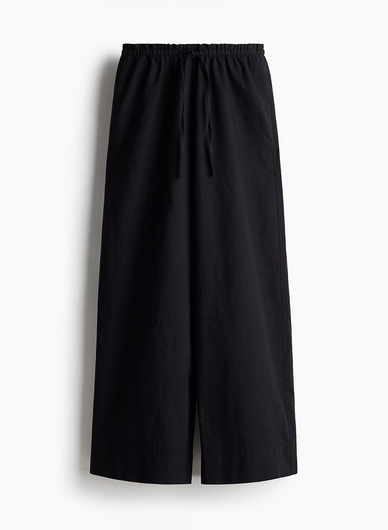 Wide Linen-Blend Trousers