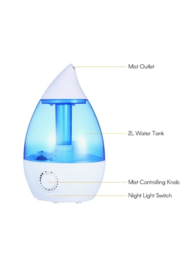 Cool Mist Humidifier Blue/White 27cm