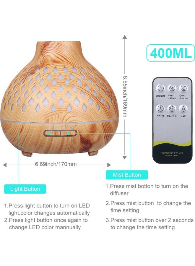 Ultrasonic Colour Changing Air Humidifier With Remote Control 12W Brown