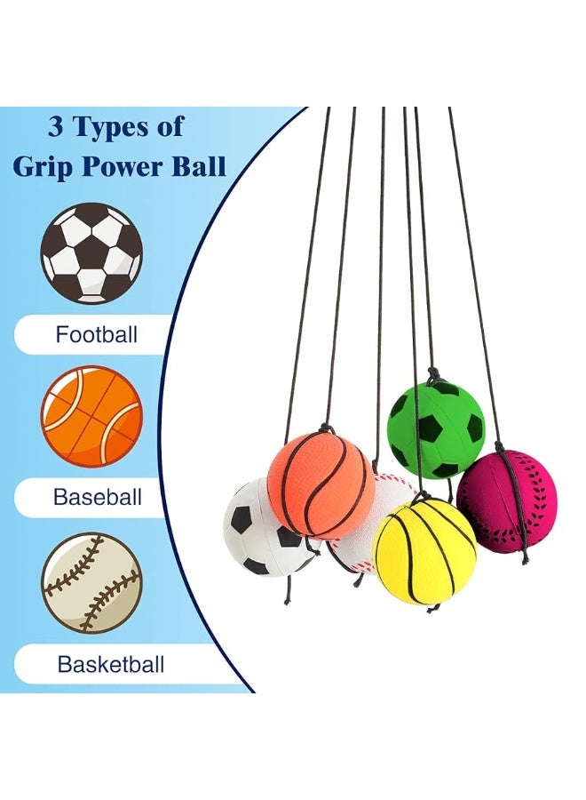 6 Pieces Wrist Ball Wristband Sports Balls on a String Toy Includes Basketball, Baseball and Football Return Rubber Rebound Ball Toy for Boys Girls Party Favor, Exercise or Play (Assorted Color)