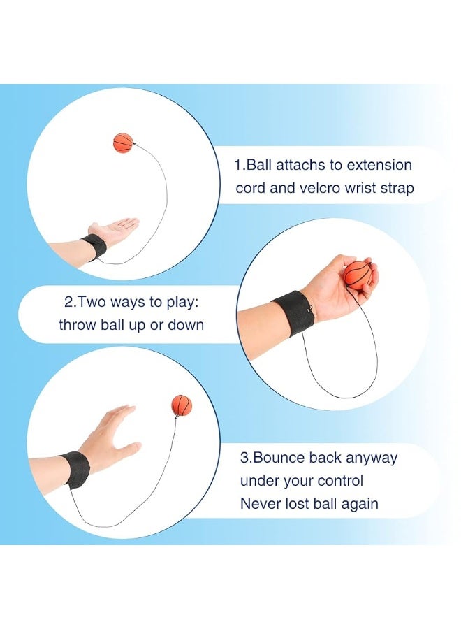 6 Pieces Wrist Ball Wristband Sports Balls on a String Toy Includes Basketball, Baseball and Football Return Rubber Rebound Ball Toy for Boys Girls Party Favor, Exercise or Play (Assorted Color)