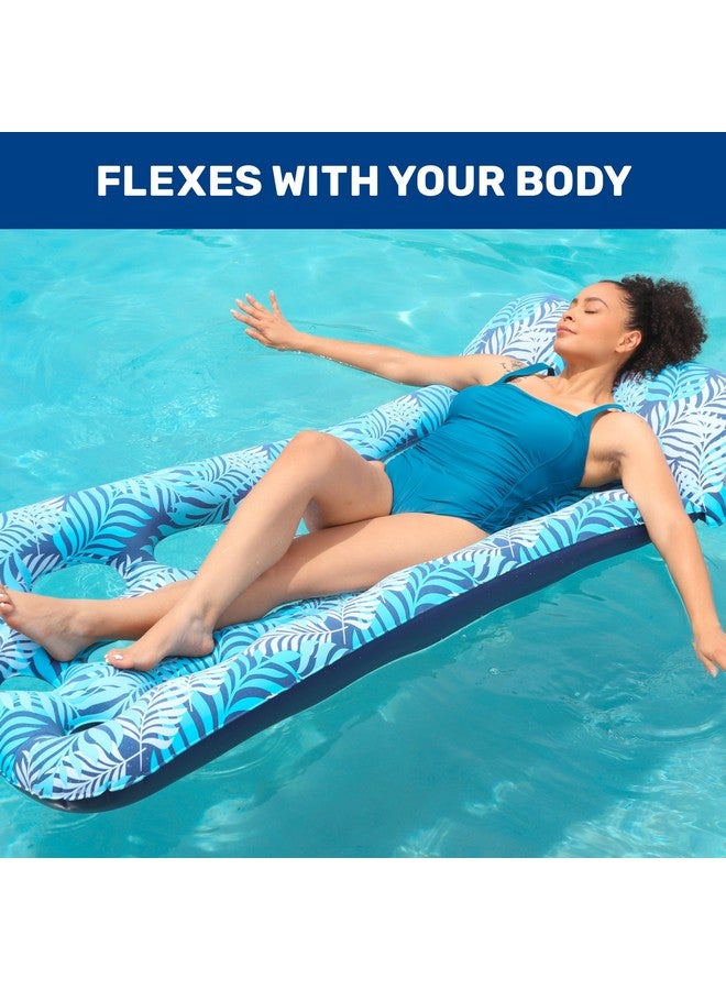 Aqua Contour Cooling Pool Float Lounge 18 Pocket Inflatable Pool Floats For Adults Blue Ferns