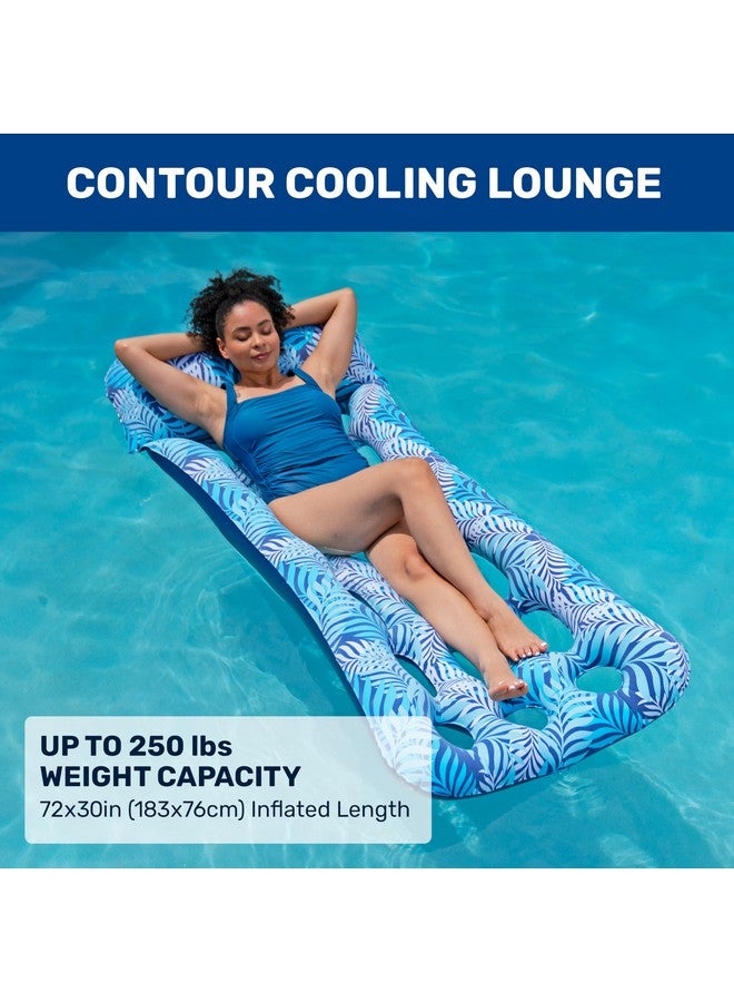 Aqua Contour Cooling Pool Float Lounge 18 Pocket Inflatable Pool Floats For Adults Blue Ferns