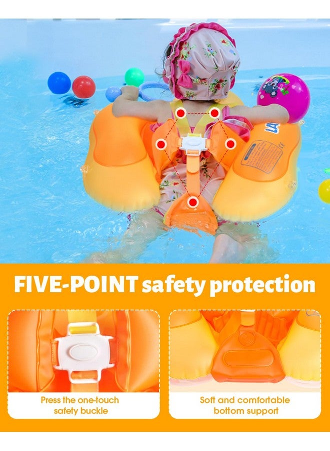 Baby Swimming Float Inflatable Baby Pool Float Ring Newest With Sun Protection Canopy Add Tail No Flip Over For Age Of 3 36 Months (Orange L)