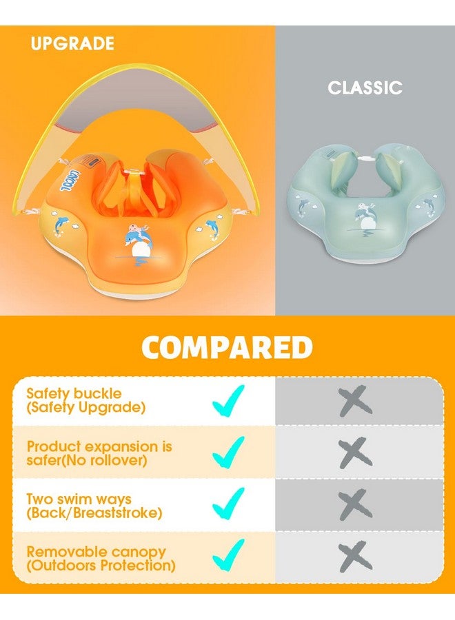 Baby Swimming Float Inflatable Baby Pool Float Ring Newest With Sun Protection Canopy Add Tail No Flip Over For Age Of 3 36 Months (Orange L)