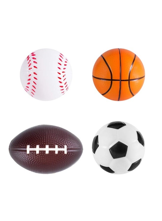 Super Z Outlet Mini Foam Sports Balls 24 Pack for Kids Adults Mini Baseball Football Basketball Soccer Stress Toy Game Party Decoration