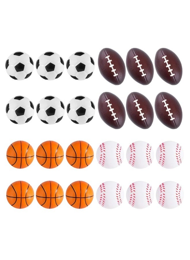 Super Z Outlet Mini Foam Sports Balls 24 Pack for Kids Adults Mini Baseball Football Basketball Soccer Stress Toy Game Party Decoration