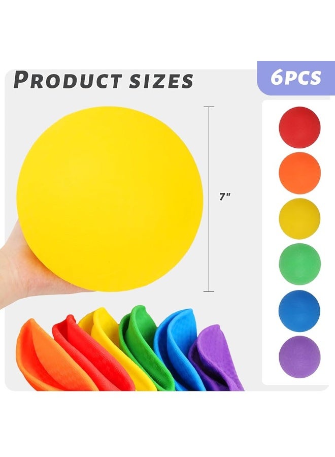 3 otters 6PCS Playground Balls with Air Pump 7inch Inflatable Dodge Ball Colorful Handball Rubber Kickball No Sting Balls for Kids Ball Games Gym Camps Yoga Exercises Indoor Outdoor