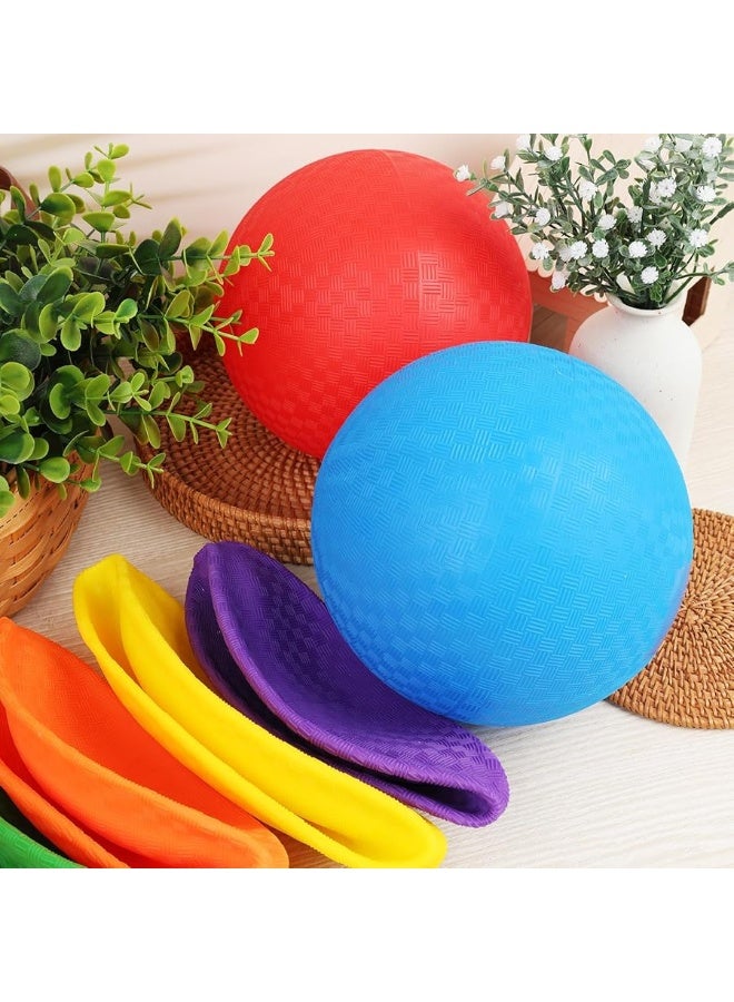 3 otters 6PCS Playground Balls with Air Pump 7inch Inflatable Dodge Ball Colorful Handball Rubber Kickball No Sting Balls for Kids Ball Games Gym Camps Yoga Exercises Indoor Outdoor