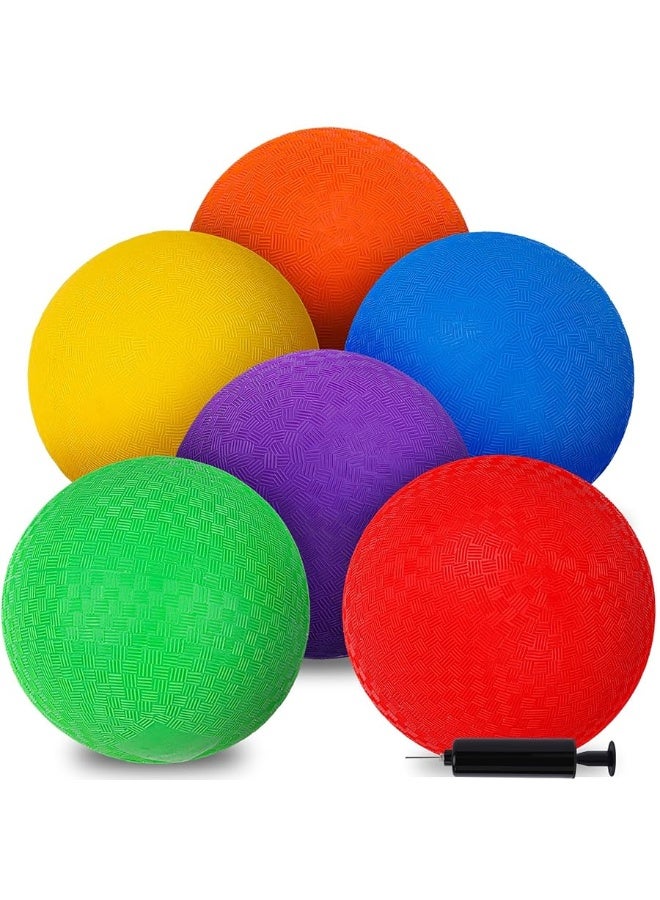 3 otters 6PCS Playground Balls with Air Pump 7inch Inflatable Dodge Ball Colorful Handball Rubber Kickball No Sting Balls for Kids Ball Games Gym Camps Yoga Exercises Indoor Outdoor