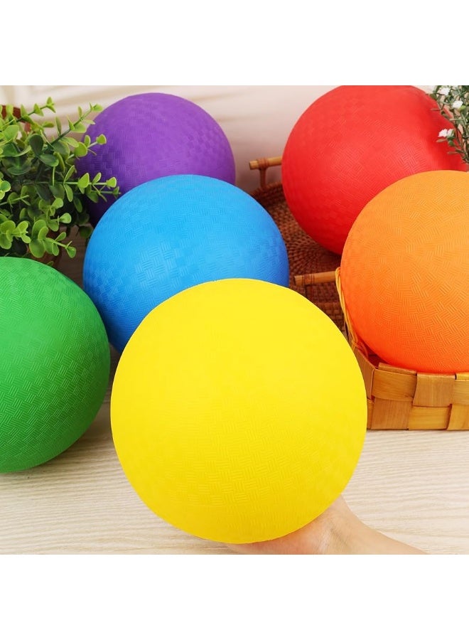 3 otters 6PCS Playground Balls with Air Pump 7inch Inflatable Dodge Ball Colorful Handball Rubber Kickball No Sting Balls for Kids Ball Games Gym Camps Yoga Exercises Indoor Outdoor