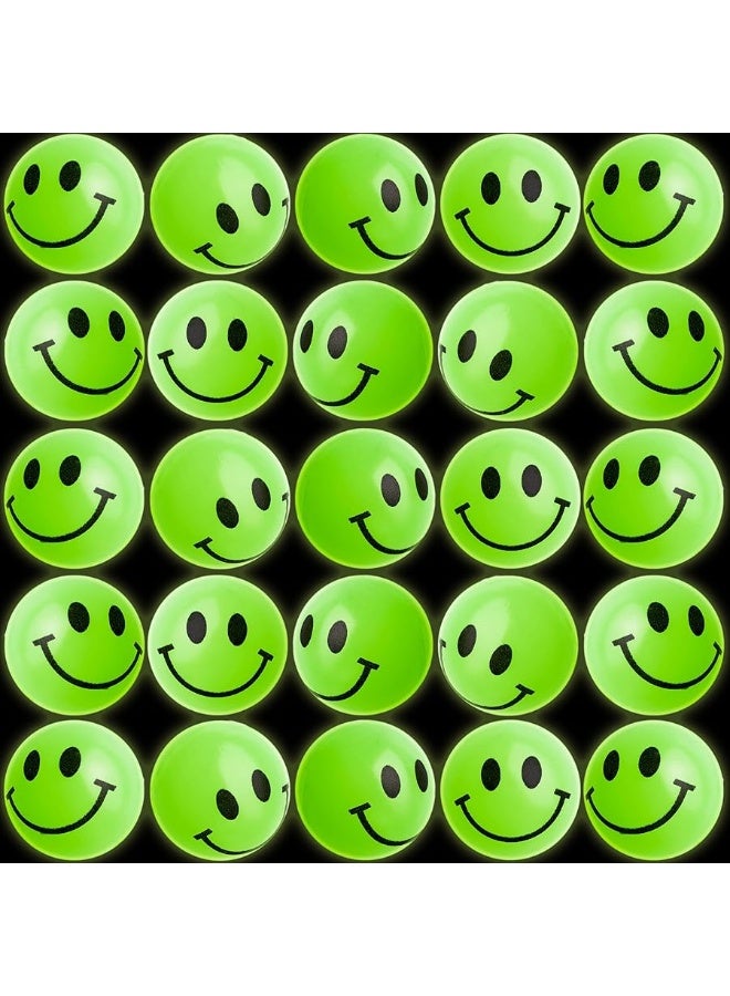 Bulk Bouncy Balls Glow in The Dark - 24 Pcs (1inch / 27mm) Diameter, High Bouncing, Small Rubber Smile Face Bouncing Balls for Kids, Vending Machines, Game Prize Toys, Party Favor, Gift Bag Filler