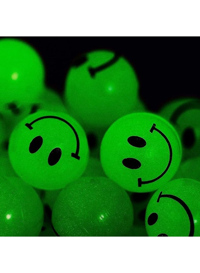 Bulk Bouncy Balls Glow in The Dark - 24 Pcs (1inch / 27mm) Diameter, High Bouncing, Small Rubber Smile Face Bouncing Balls for Kids, Vending Machines, Game Prize Toys, Party Favor, Gift Bag Filler