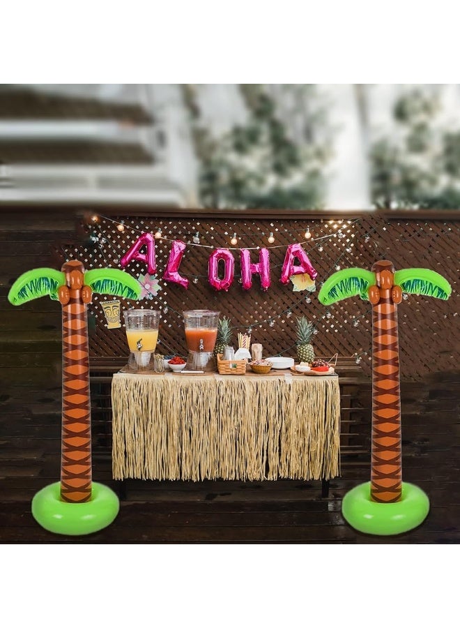 4E's Novelty 2 Pack Inflatable Palm Trees 5.5ft Tall - Luau Hawaiian Tropical Party Decorations for Adults & Kids, Summer Beach Theme Party Photo Prop Pool Decor, Moana Birthday Party Supplies