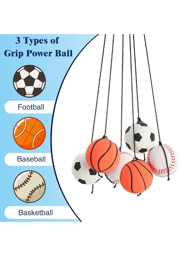 Skylety 6 Pieces Wrist Return Ball Sports Wrist Ball Includes Basketball, Baseball and Football On A String Rubber Rebound Ball Wristband Toy for Children Kids Party Favor, Exercise or Play