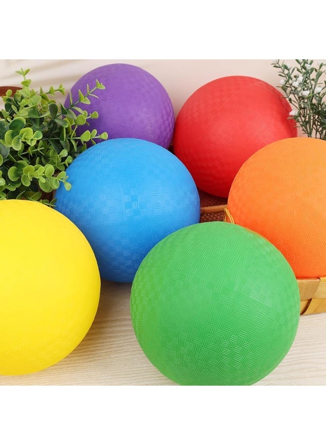 LovesTown 6PCS Playground Balls with Air Pump 85inch Inflatable Dodge Ball Colorful Handball Rubber Kickball for Kids Ball Games Gym Camps Yoga