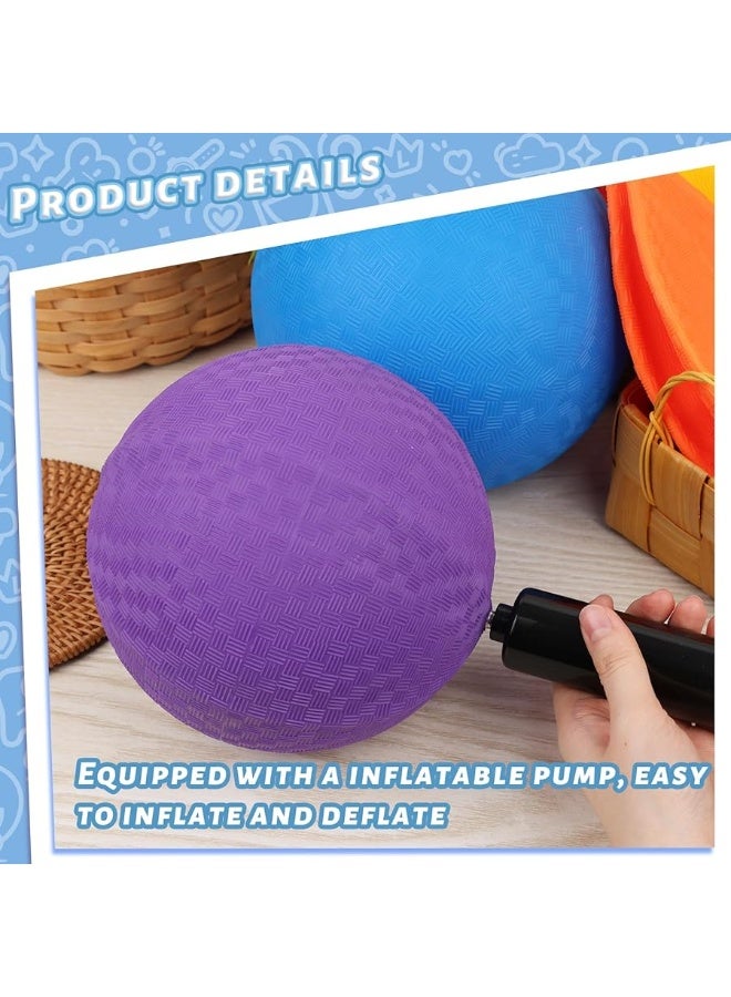 LovesTown 6PCS Playground Balls with Air Pump 85inch Inflatable Dodge Ball Colorful Handball Rubber Kickball for Kids Ball Games Gym Camps Yoga