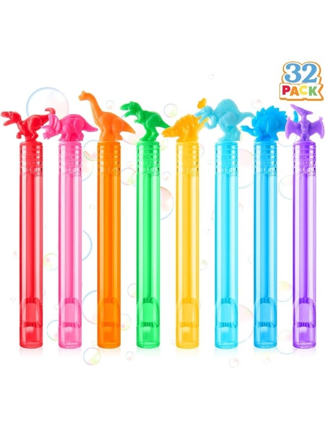 JOYIN 32 Pack Bubbles Party Favors for Kids, 8 Colors Dinosaur Mini Bubble Wands, Goodie Bag Stuffers, Treasure Box Toys, Classroom Prizes for Boys Girls