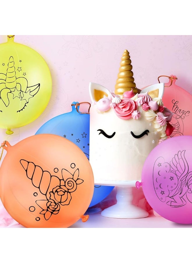 30 Pack Unicorn Party Favors Punch Balloons Large Punching Ball Latex Balloons with Rubber Band Handle for Kids Birthday Party Supplies