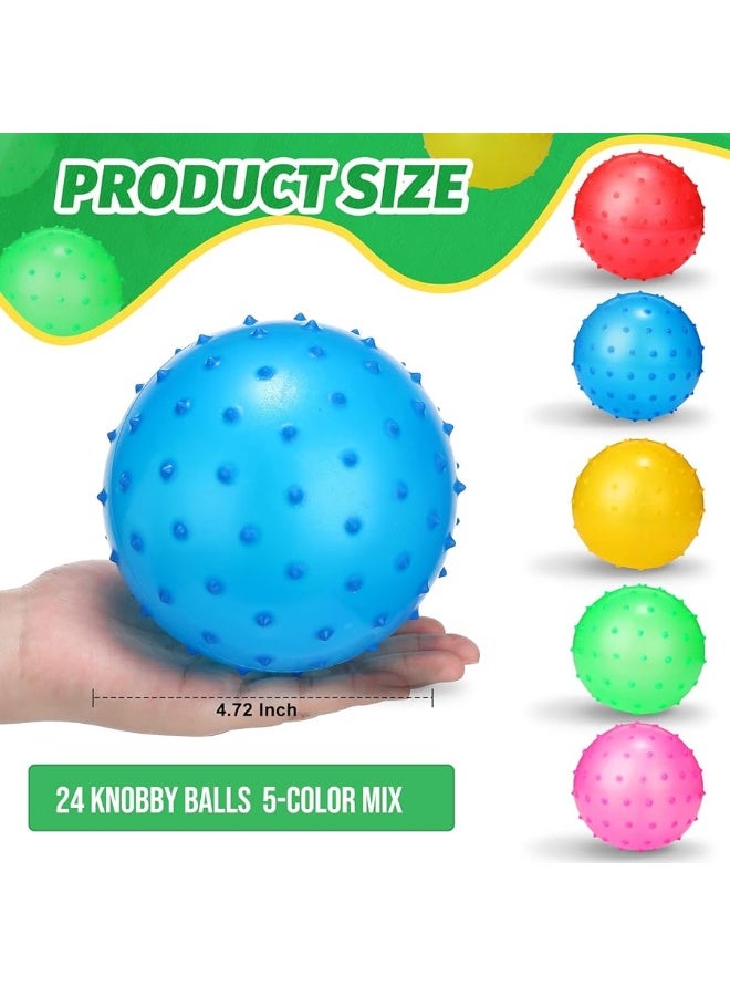 Jerify Knobby Balls Spiky Bounce Ball Toy Large Bouncy Balls Bulk Inflatable Sensory Balls Soft Massage Stress Plastic Balls for School Party Play Outdoor Indoor