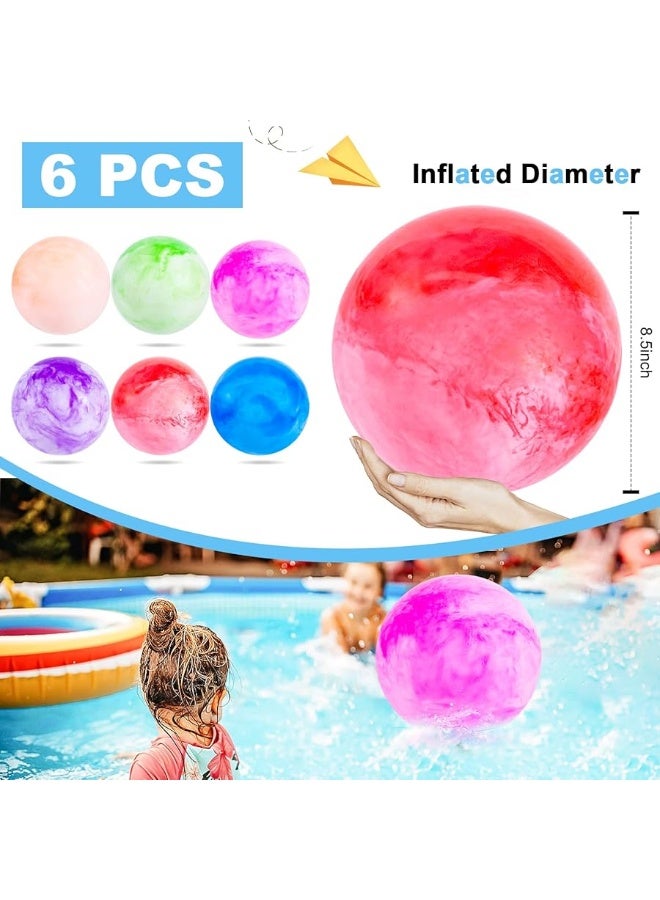 3 otters 6PCS Bouncy Balls for Kids, Marbleized Bouncy Balls with Pump Inflatable Sensory Balls Kickball Dodge Ball for Kids Adult Summer Beach Outdoor Game