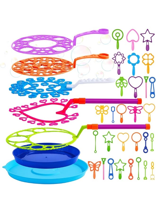 JOYIN Big Bubble Wands Set, Giant Bubble Wand Toys with Tray Bulk, Large Bubble Maker for Kids Adults, Summer Toys, Birthday Party Favors, Outdoor Activities, Easter Basket Stuffers