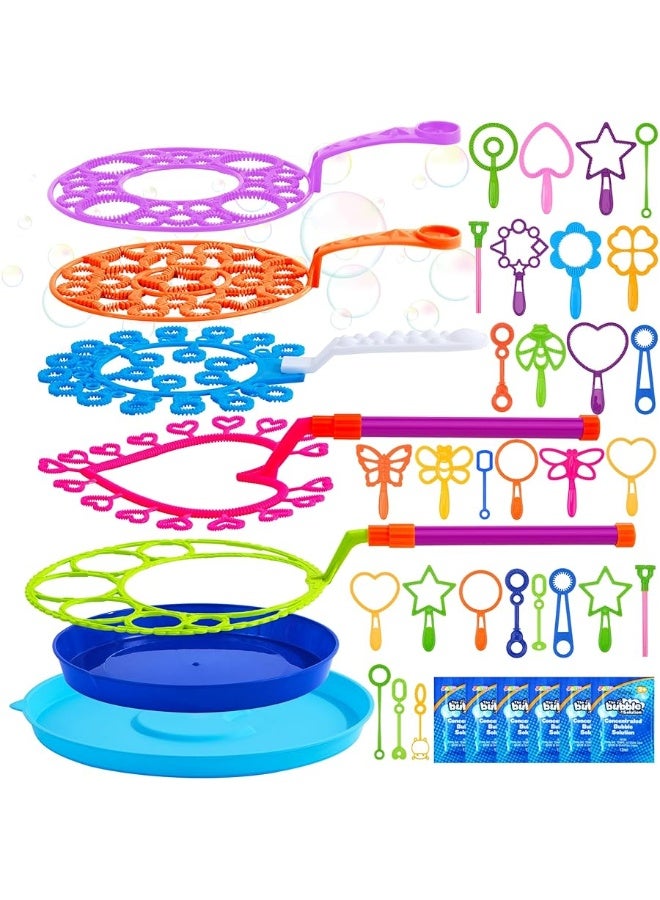JOYIN Big Bubble Wands Set, Giant Bubble Wand Toys with Tray Bulk, Large Bubble Maker for Kids Adults, Summer Toys, Birthday Party Favors, Outdoor Activities, Easter Basket Stuffers