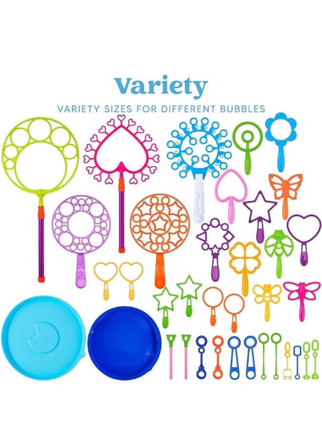 JOYIN Big Bubble Wands Set, Giant Bubble Wand Toys with Tray Bulk, Large Bubble Maker for Kids Adults, Summer Toys, Birthday Party Favors, Outdoor Activities, Easter Basket Stuffers