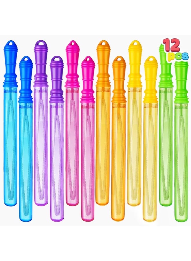 JOYIN 12 Packs 17â€™â€™ Giant Bubble Wands for Kids, Toddlers, Bubble Wand Bulk with 12 PCS Concentrated Bubble Solution for Summer, Party Favors, Outdoors Toys, Easter Basket Stuffers, Birthday Gift