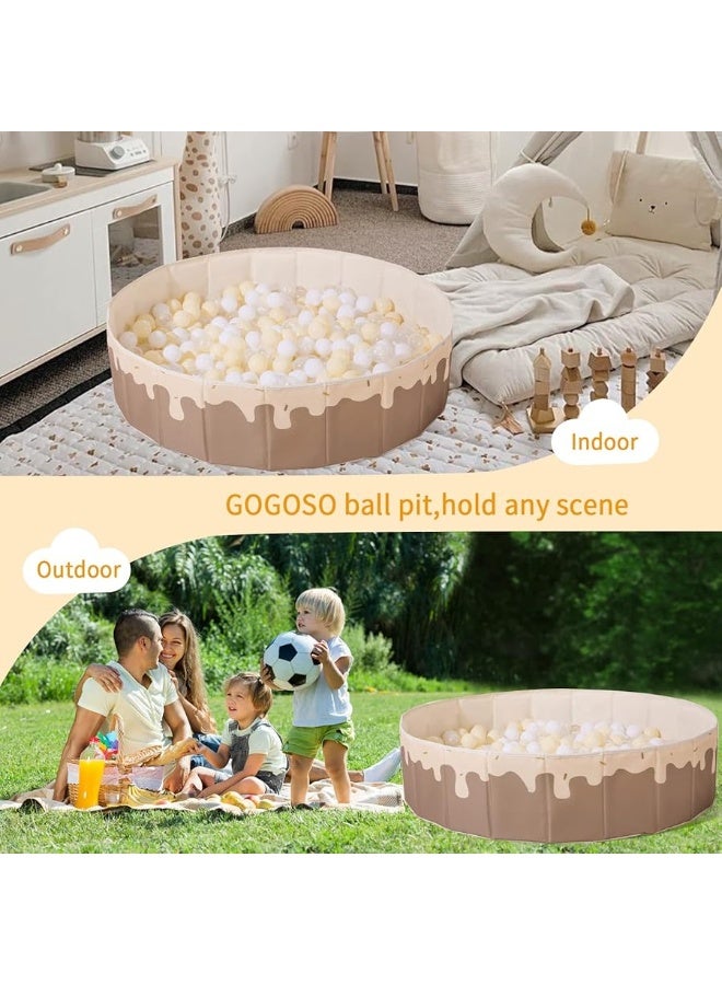 GOGOSO Beige Ball Pits for Toddlers Pets with Storage Bag Gifts for Baby Girls Boys Kids Dogs as Play Yard, Baby Playpen, Fence, Oxford Foldable Ball Pool (Balls Not Included),40Inch,Candy