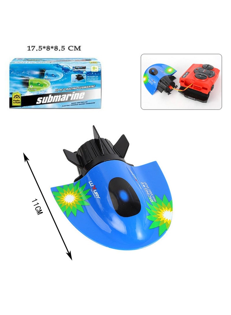 Blue Four-Way Mini Sightseeing Submarine Simulation Remote Control Water Toy Model Toy Suitable For Swimming Children'S Swimming Pool Bathtub Electric Toy