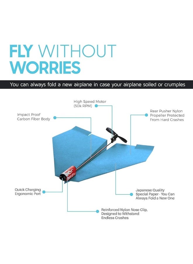 POWERUP 2.0 New Paper Airplane Conversion Kit | Electric Motor for DIY Paper Planes | Fly Longer and Farther | Perfect for Kids & Adults | Ready to Use Aeroplane Engine Kits