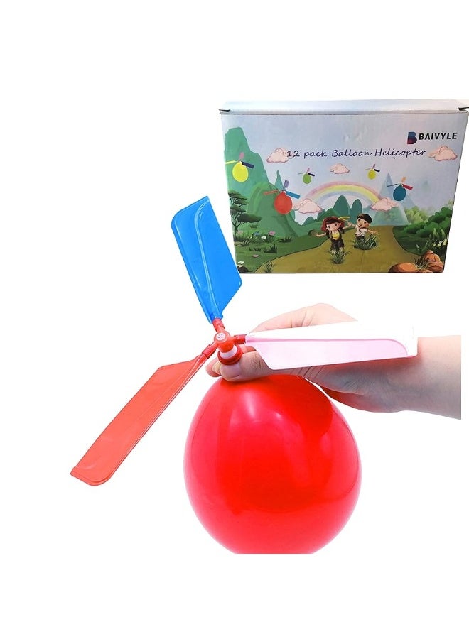 Kids Toy Balloon Helicopter (12 pack) Children's Day Gift Party Favor easter basket, stocking stuffer or birthday! Flying Toys for Boys and Girls - Outdoor Sport Toy for 7 8 9 10 Year Old