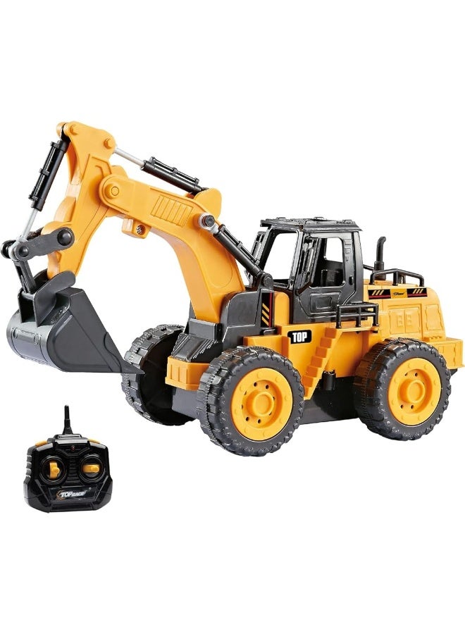 Top Race 5 Channel Fully Functional Rc Excavator Remote Control Construction Vehicles Kids Size Designed for Small Hands - Rc Construction Vehicles (Excavator)