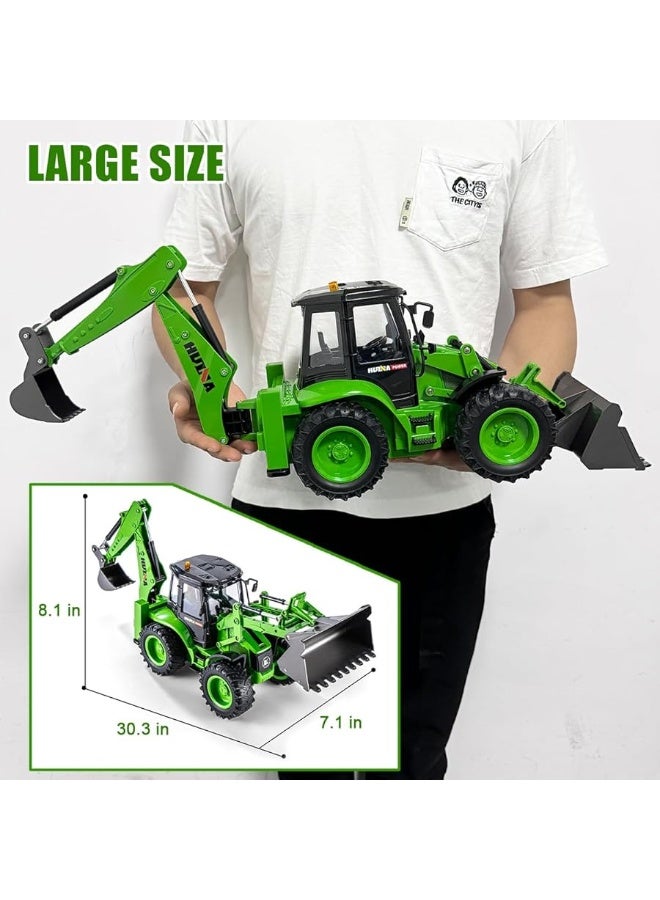 fisca Remote Control Front Loader RC Backhoe Excavator, 1/14 Scale 2.4Ghz RC Construction Vehicle 9 Channel Full Functional Toy with Sounds & Lights for Kids Age 8 9 10 11 12 Year Old