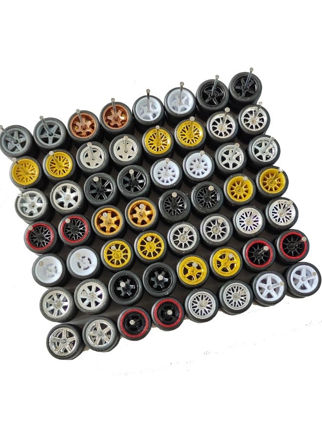 Wheel Set for 1:64 car Models with Rubber Tires, 10 Random Models Including New Models