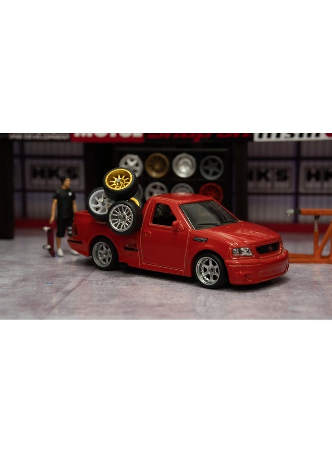 Wheel Set for 1:64 car Models with Rubber Tires, 10 Random Models Including New Models