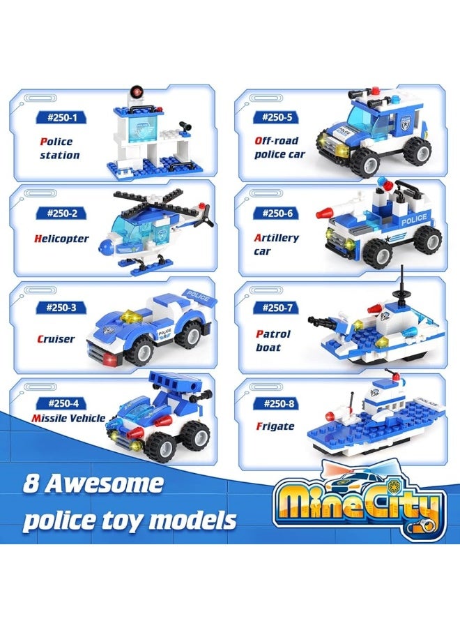 WishaLife City Police Mobile Command Center Truck Building Toy, W/Police Car, Airplane, Boat, Gifts for 6 Plus Year Old Kids, Boys, Girls (1338 PCS)