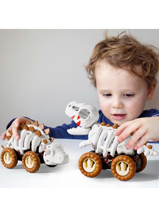 iPlay, iLearn ðŸðŸŽðŸðŸ’ ðð„ð– Dinosaur Monster Truck Toys for Toddlers 1-3, Skeleton Pull Back Dino Car for Kids 2-4 Year, Boy Cool T-Rex Fossil Vehicle Playset, Birthday Gifts 12 18 24 Month