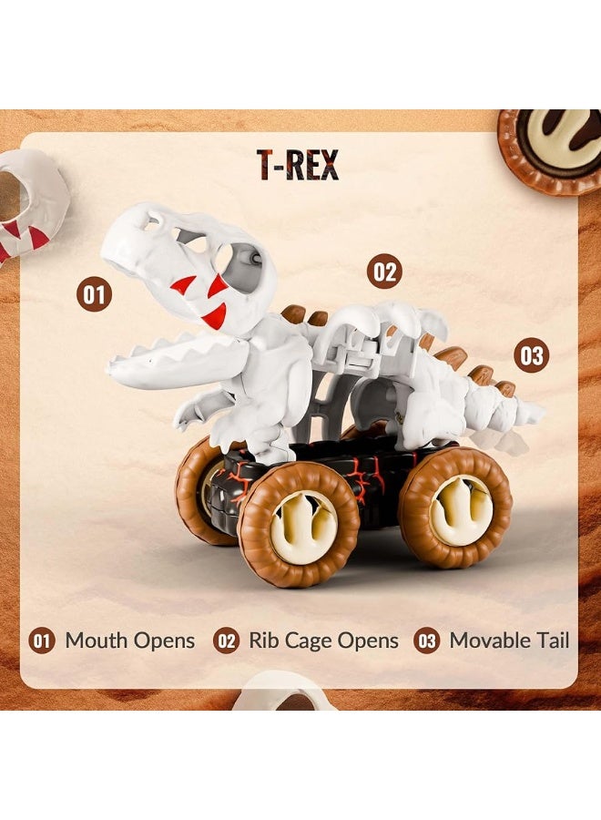 iPlay, iLearn ðŸðŸŽðŸðŸ’ ðð„ð– Dinosaur Monster Truck Toys for Toddlers 1-3, Skeleton Pull Back Dino Car for Kids 2-4 Year, Boy Cool T-Rex Fossil Vehicle Playset, Birthday Gifts 12 18 24 Month